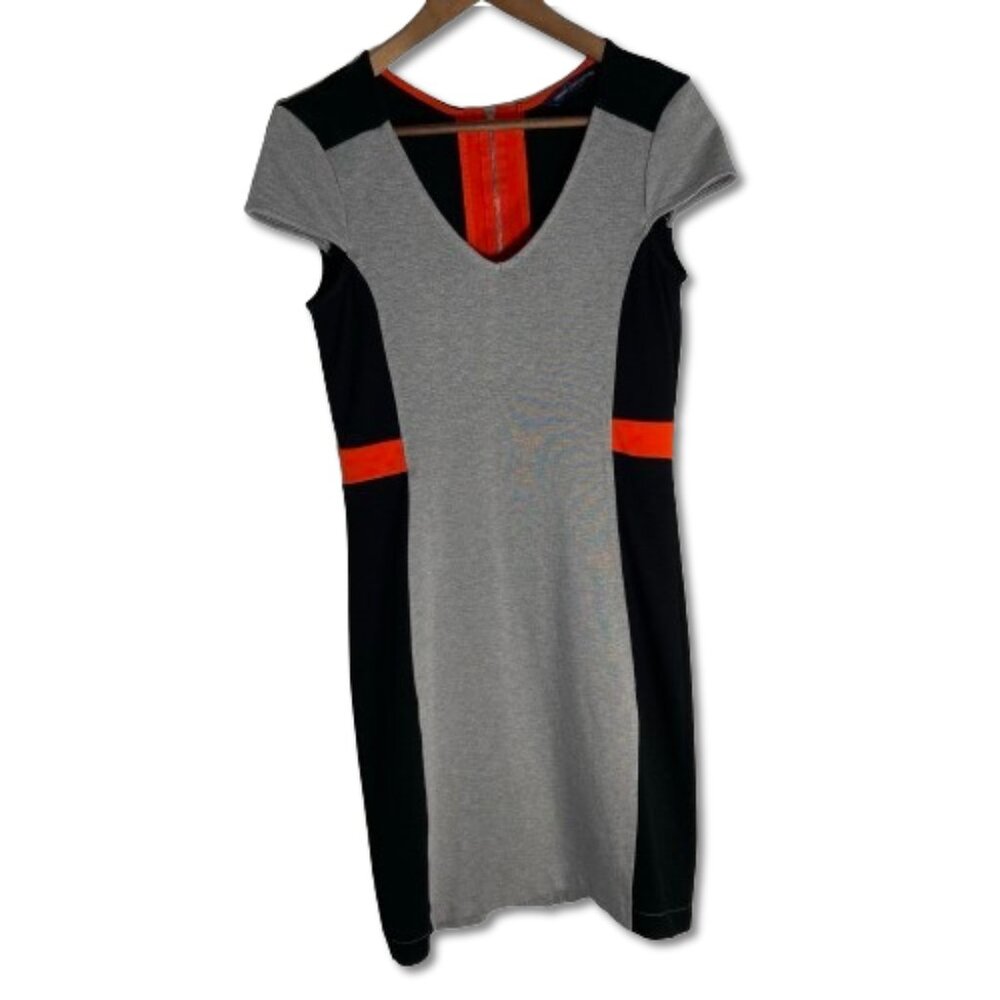 French Connection Manhattan Cap Sleeve Block Bodycon Knee Length Dress